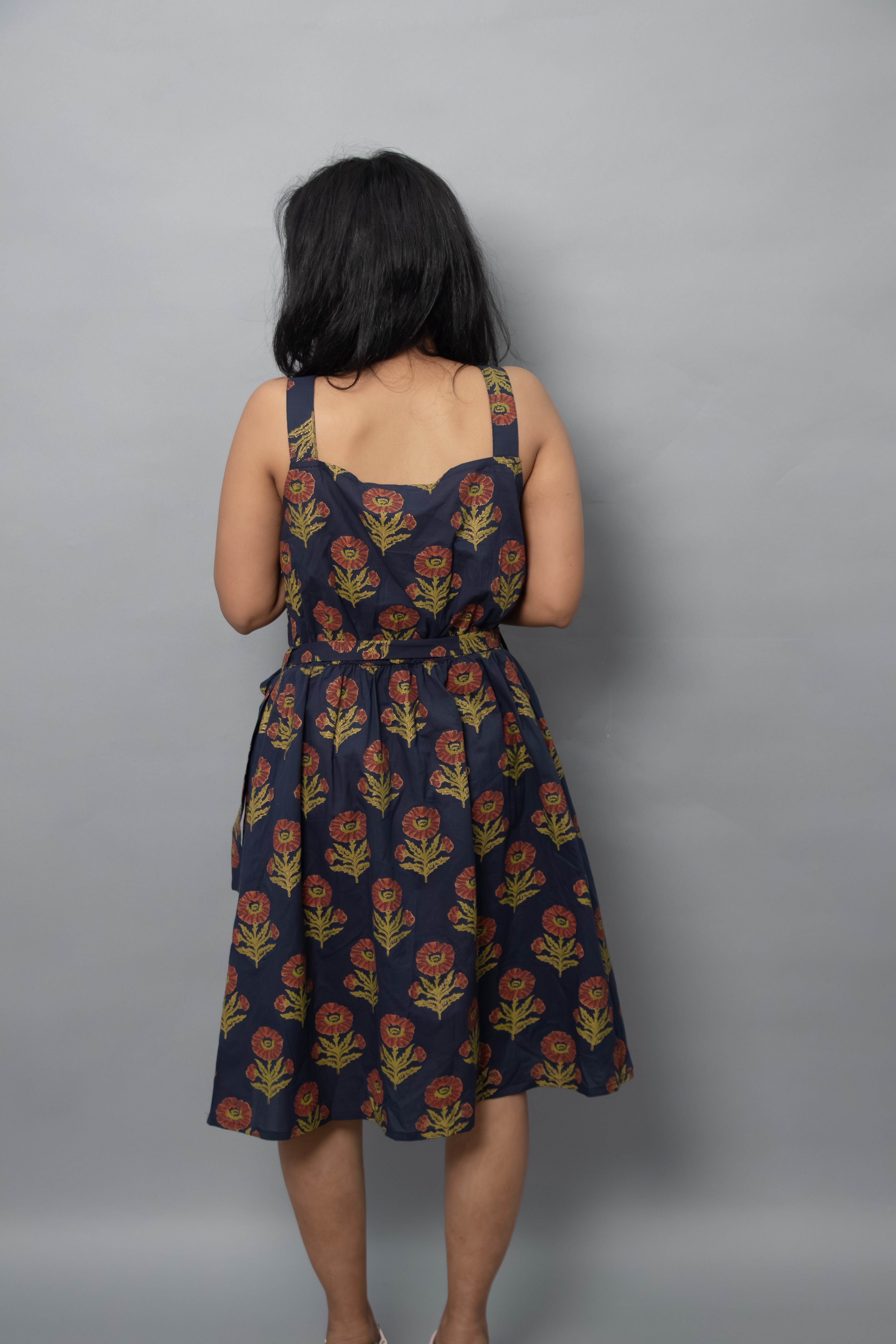 Navy Blue Floral Dress