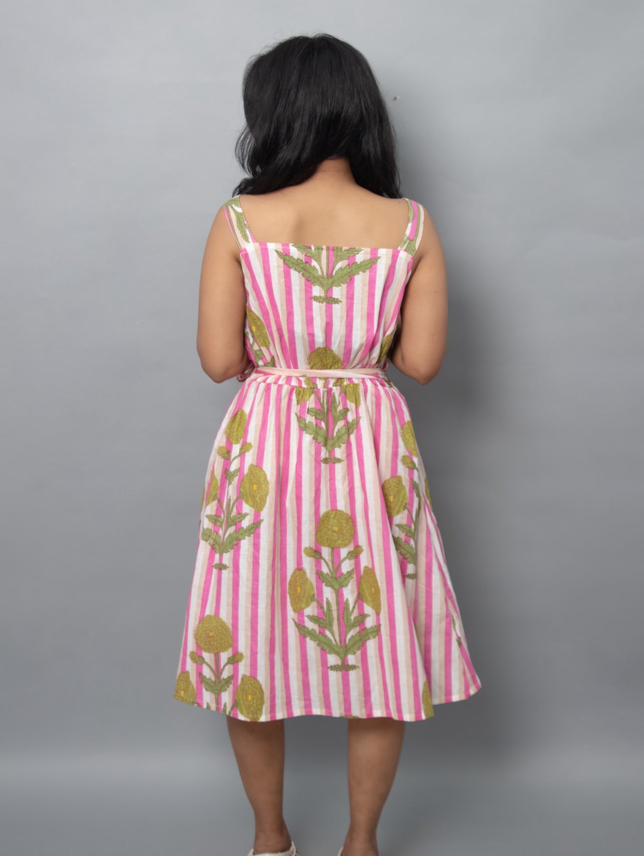 Pink Stripe Buta Dress