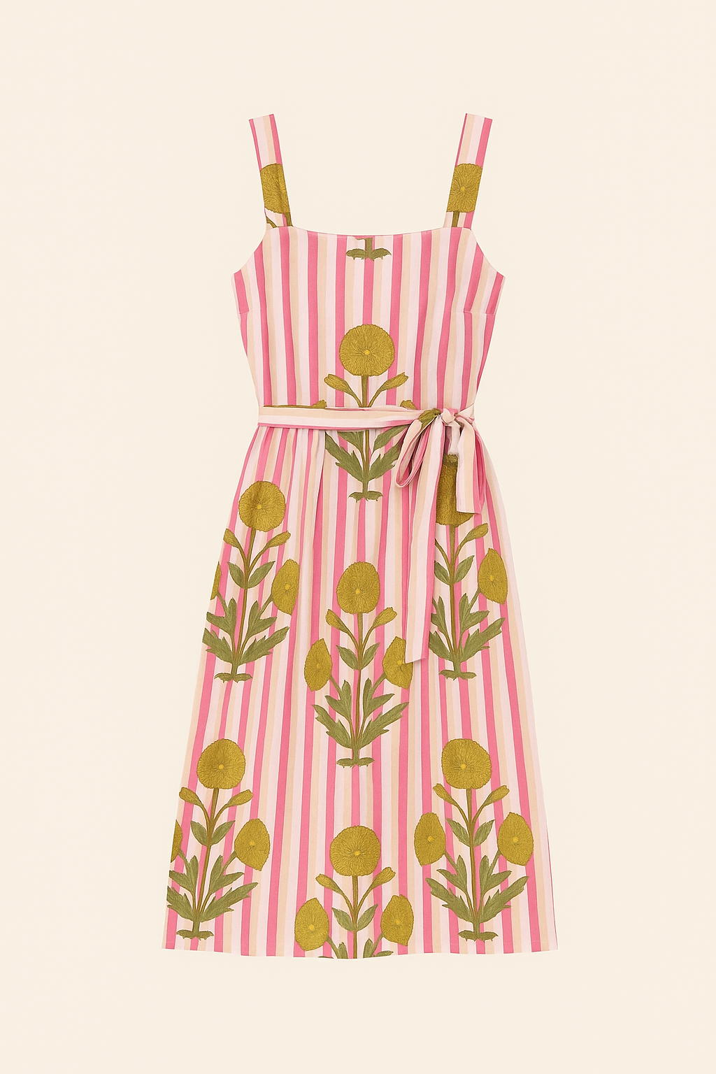 Pink Stripe Buta Dress