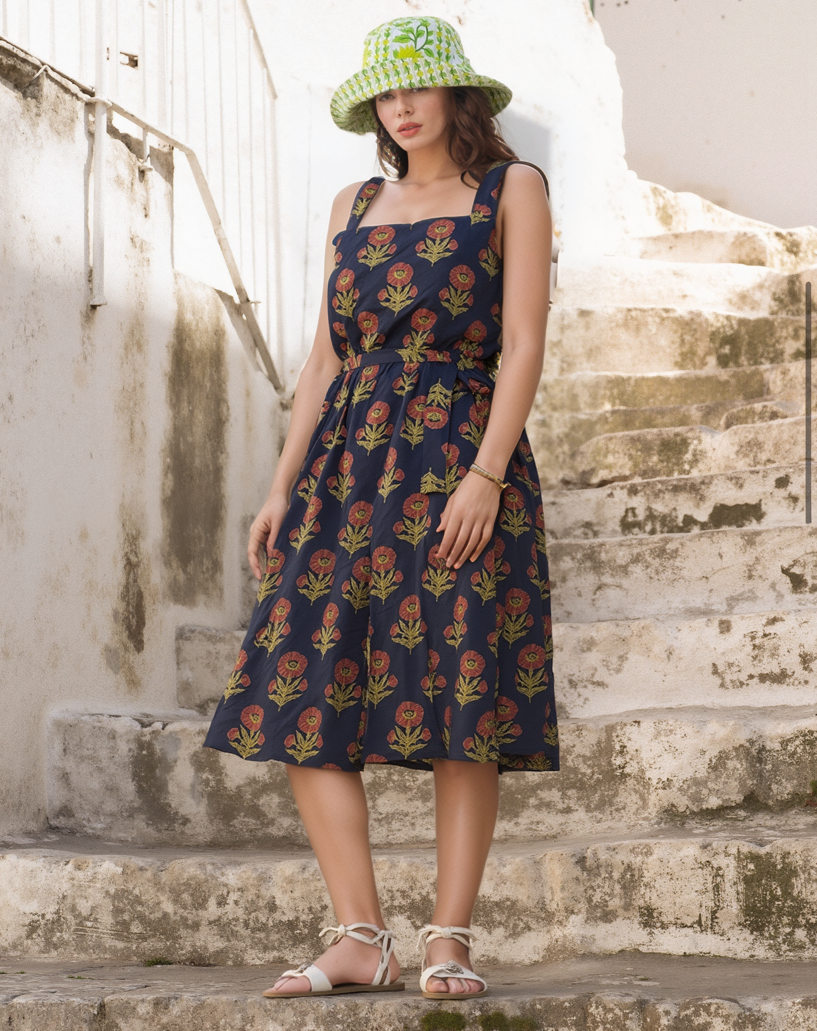 Navy Blue Floral Dress