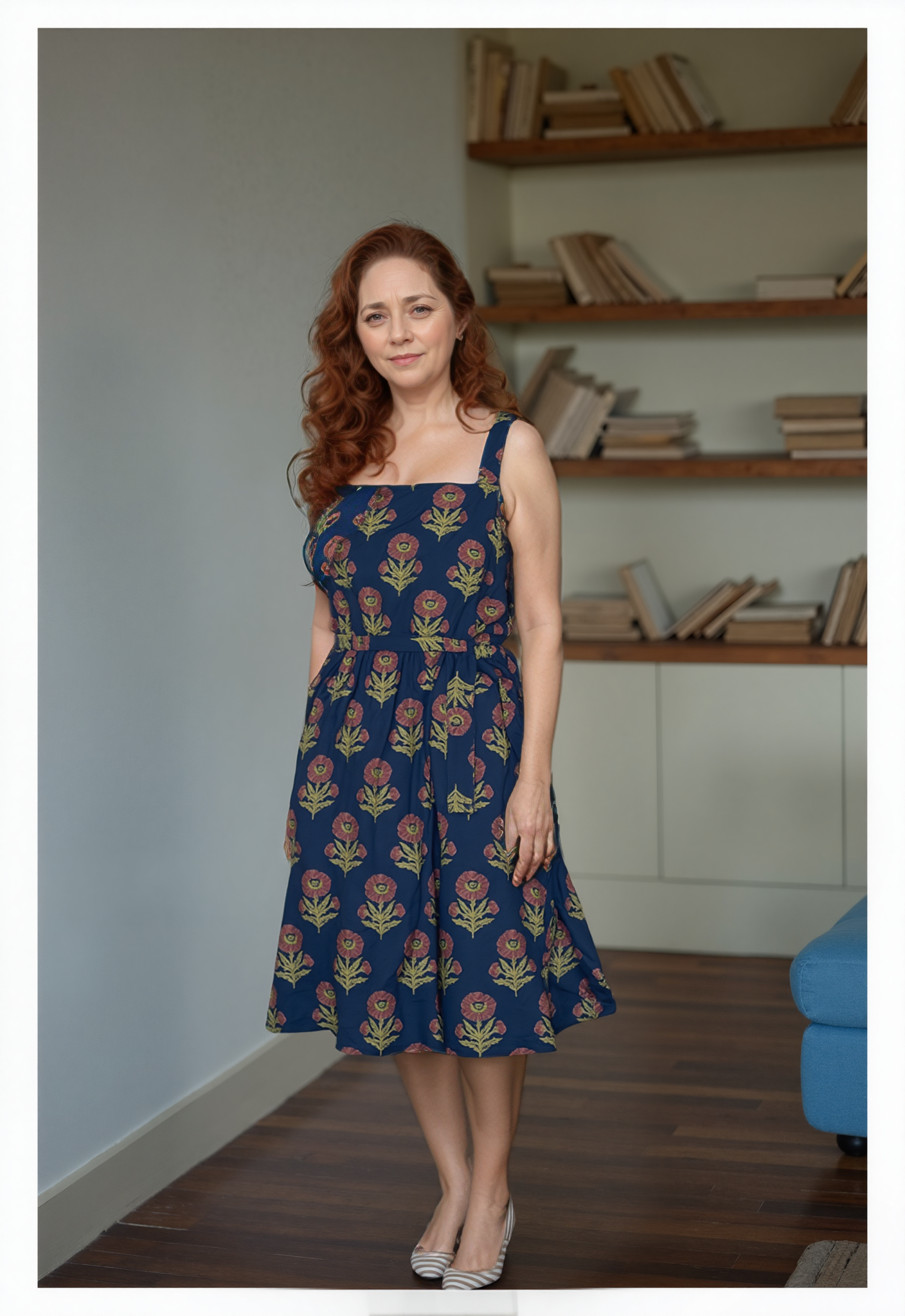 Navy Blue Floral Dress